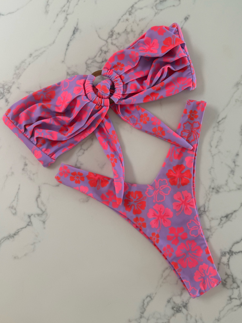 Kulani Kinis Bandeau Top & Cheeky V Bottom Bikini SET - Cherry Berry - Size M/L